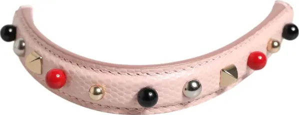 Light Pink Embellished Leather Bag Handle Shoulder Strap