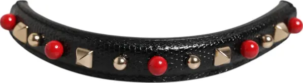 Black Embellished Leather Bag Handle Women Shoulder Strap