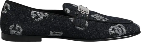Blue Logo Cotton Loafers Formal Dress Shoes