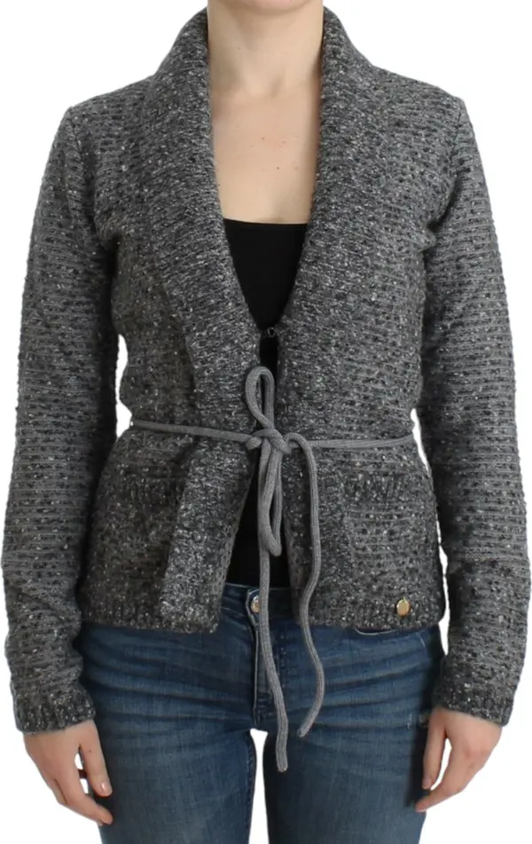 Gray wool knitted cardigan