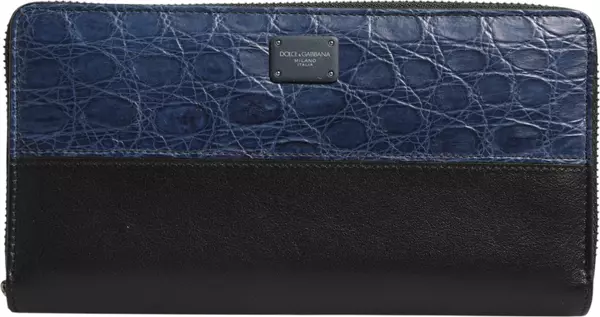 Black Blue Exotic Leather Men Continental Clutch Wallet