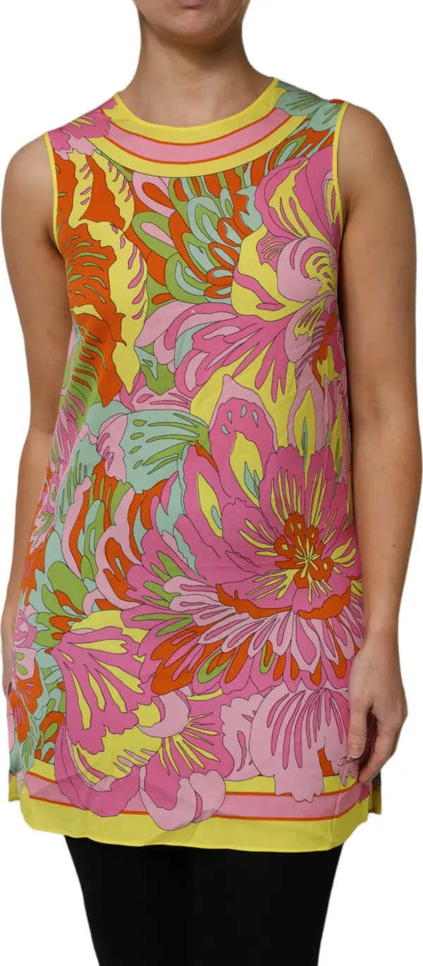 Multicolor Floral Roundneck Sleeveless Top
