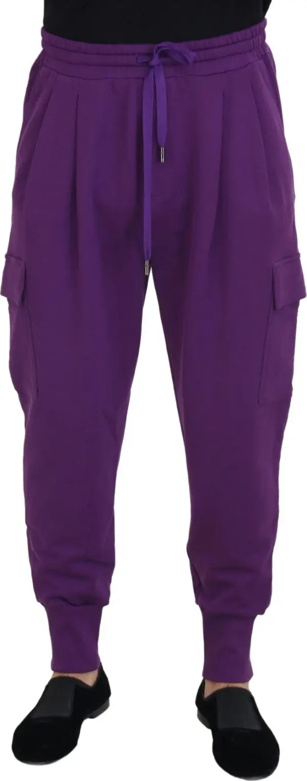 Purple Cotton Cargo Sweatpants Jogging Pants