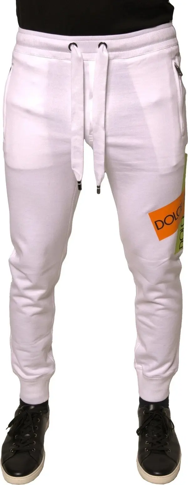 White Logo Tape Jogger Cotton Sweatpant Pants