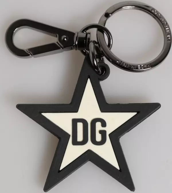 White Black DG Logo Star Rubber Men's Keychain Keyring