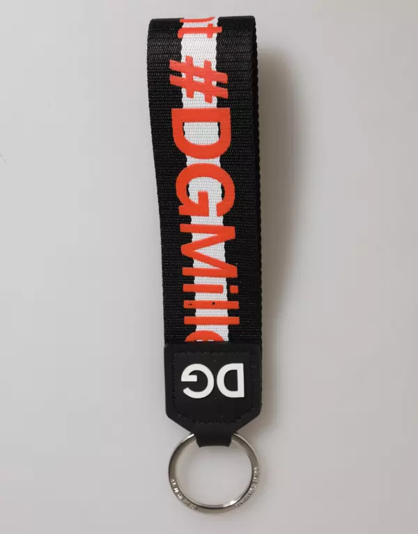 Black Red Logo Polyester Brass Holder Keychain Keyring