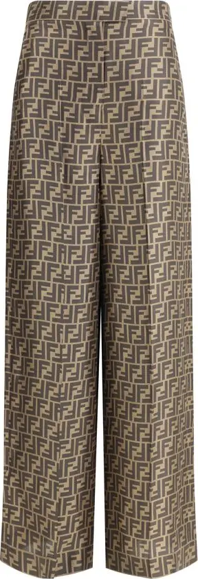 Brown Silk Casual Pants