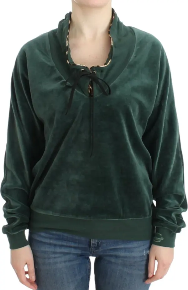 Green velvet cotton sweater