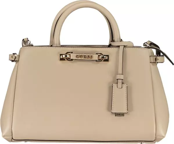 Beige Polyurethane Women Handbag