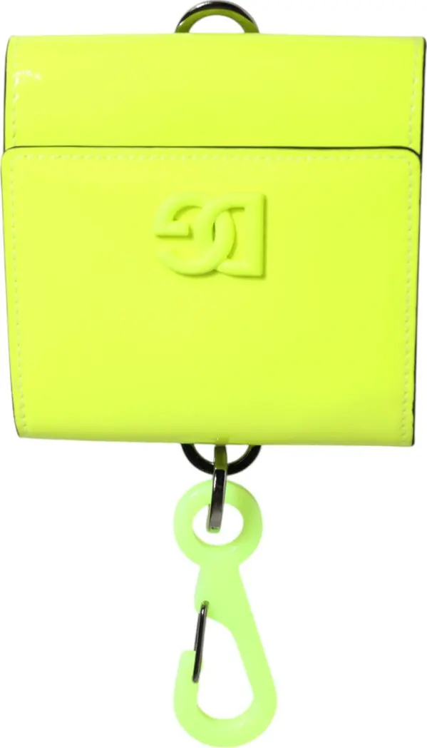 Yellow Green Bifold DG Logo Neck Strap Cardholder Wallet