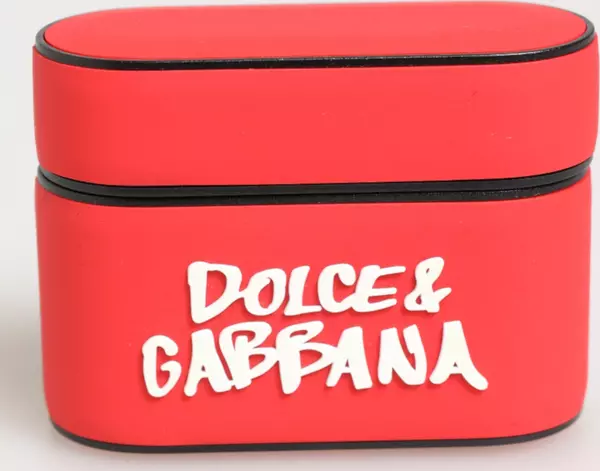 Red PVC DG Logo Embossed Men Flip Holder  Airpods Case