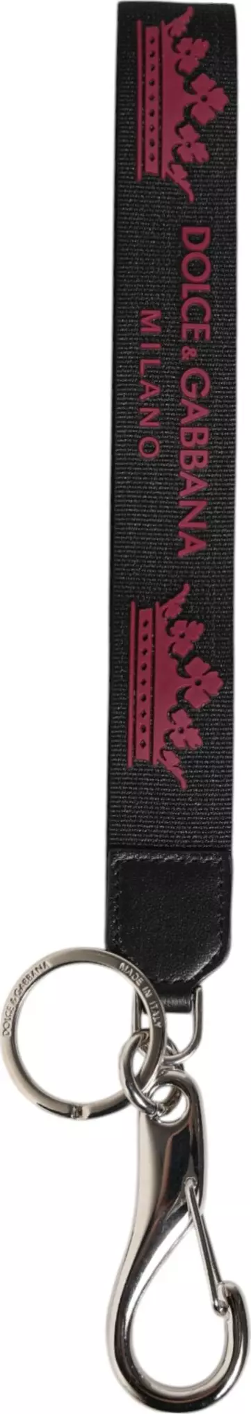 Black Burgundy Nylon DG Logo Crown Holder Keychain Keyring