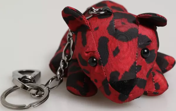 Red Black Polyester Animal Silhouette Bag Keychain Keyring