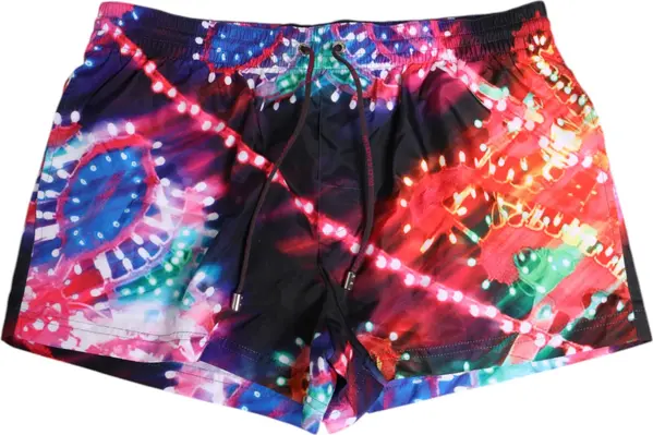 Multicolor Neon Print Polyester Shorts Swimwear