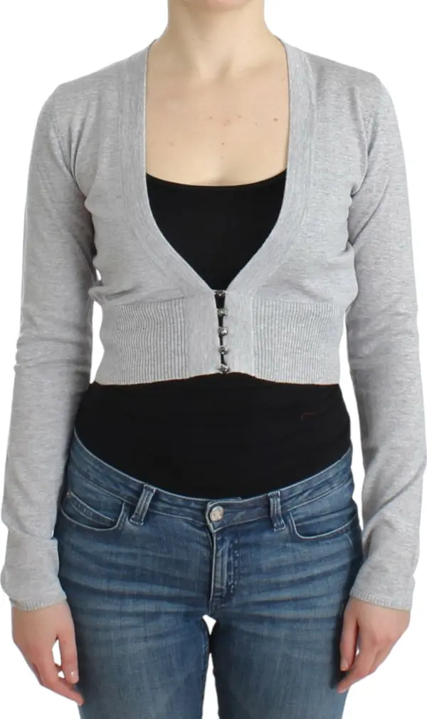 Gray cropped wool cardigan