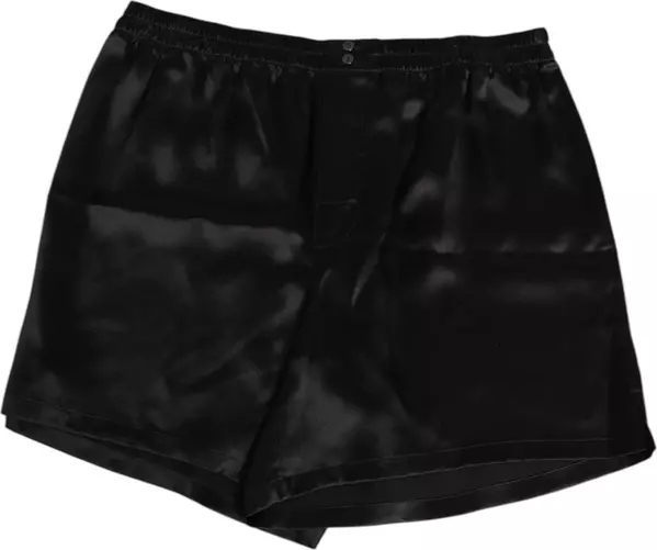 Black Silk Satin Elastic Men Boxer Short Swimwear