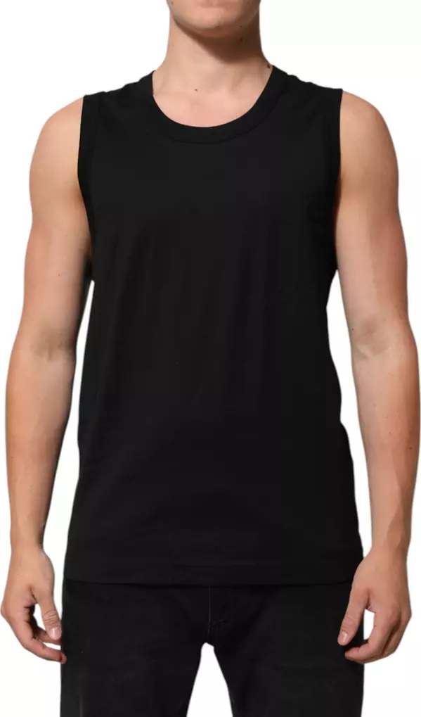 Black Cotton Sleeveless Underwear Men Tank Top