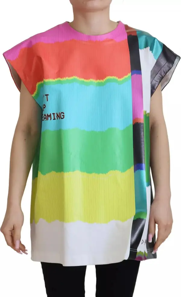 Multicolor Print Blouse Cotton Tank TV Print T-shirt