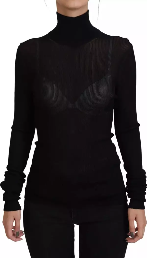 Black Turtleneck Slim Fit Pullover Sweater