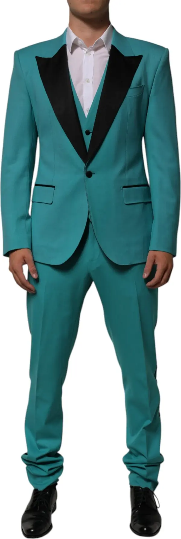 Cyan 3 Piece Wool Silk Blend Suit SICILIA