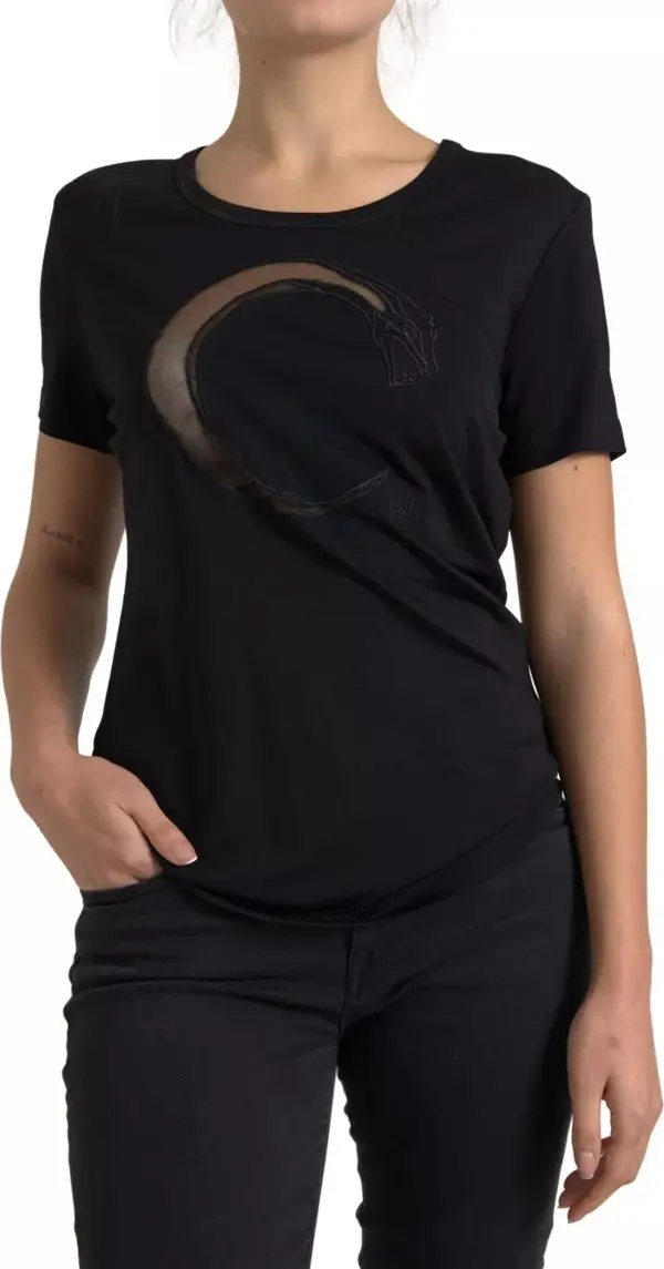 Black Viscose Round Neck CLASS T-shirt