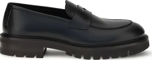 Black Calf Leather Bos Taurus Slip-On Loafers