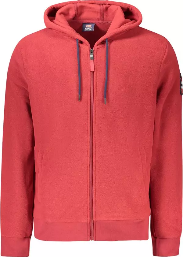 Red Polyester Men's Hooded Sweatshirt