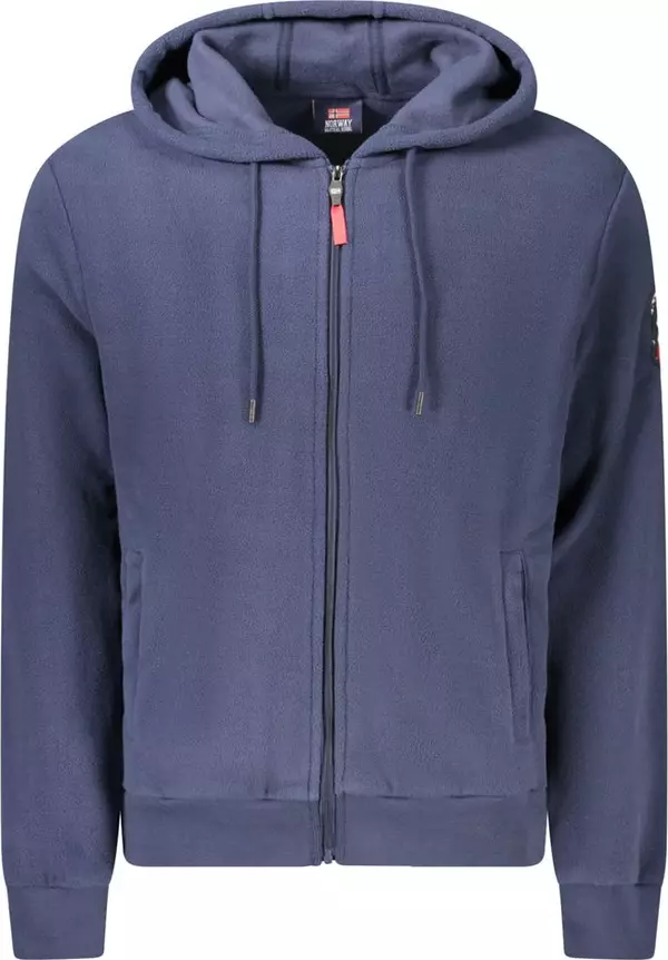 Blue Polyester Men's Hooded Sweatshirt