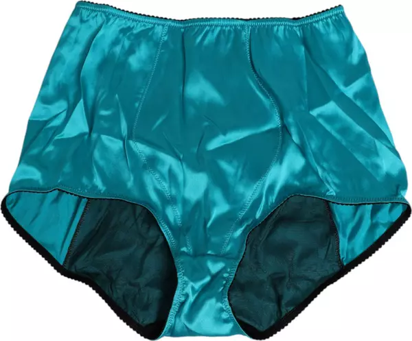 Aqua Green Satin High-Waist Briefs Underwear