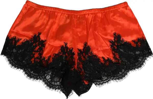 Red Silk Satin Lace Shorts Underwear