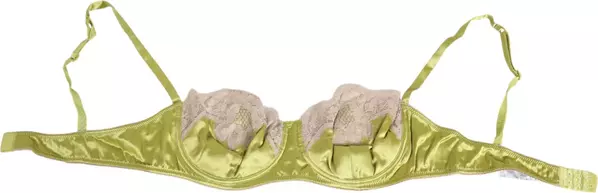 Lime Green Silk Satin Lace Padded Balconnet Underwear