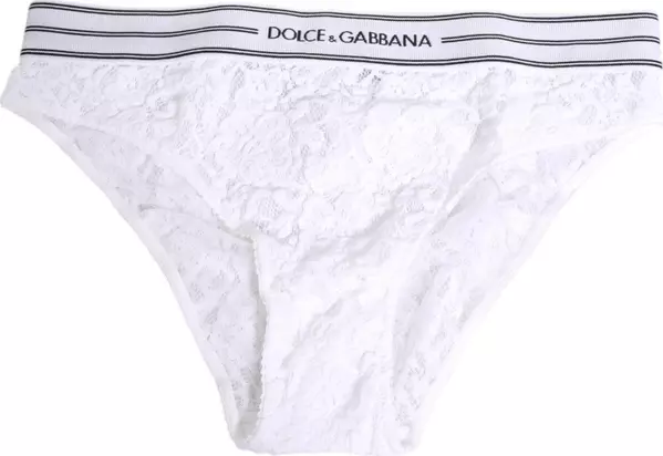 White Lace Slip Brief Logo Waistband Underwear