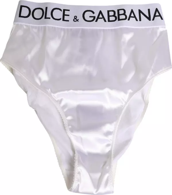 White Satin High-Waist Brief Logo Women Underwear