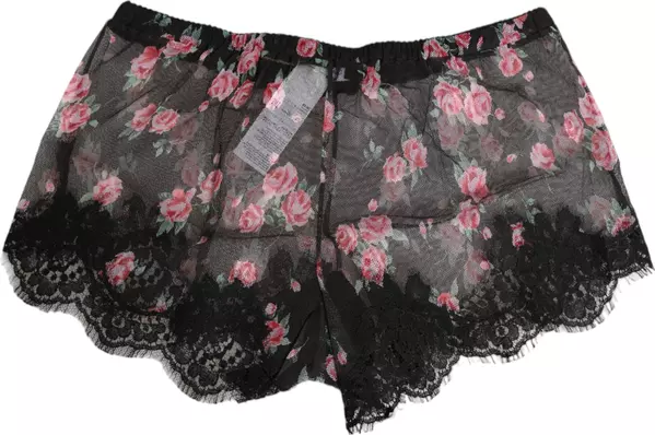 Black Pink Floral Lace Mesh Lingeri Underwear