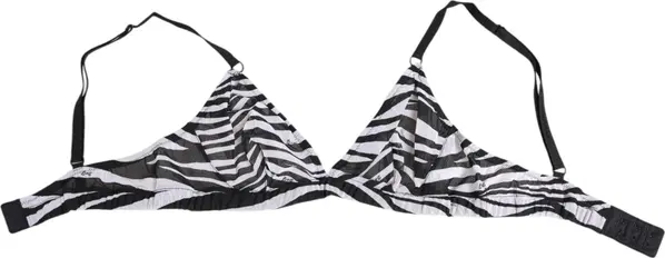 Black White Zebra Print Sheer Mesh Bralette Underwear