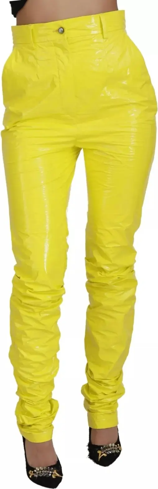 Yellow High Waist Skinny Women Trouser Pants