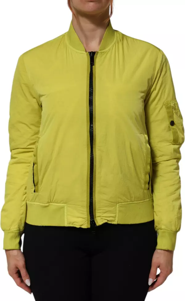 Yellow Polyamide Zipper Bomber Women’s Jacket