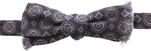 Blue Silk Baroque Fantasi Tied Bow Tie Papillon