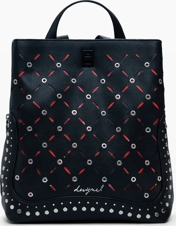 Nero Polyurethane Women Mini Backpack