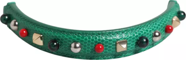 Green Embellished Leather Bag Handle Women Shoulder Strap