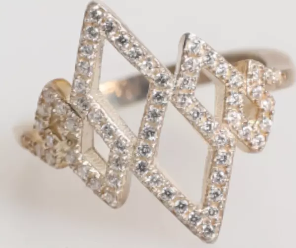 Geometric Diamond Shape Pave CZ Crystal Jewelry Ring