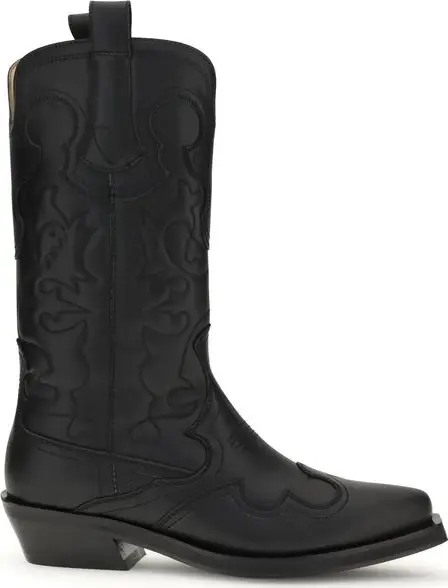 Black Recycled Leather Lace-Up Boots