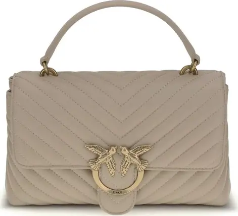 Beige Calf Leather Bos Taurus Handbag