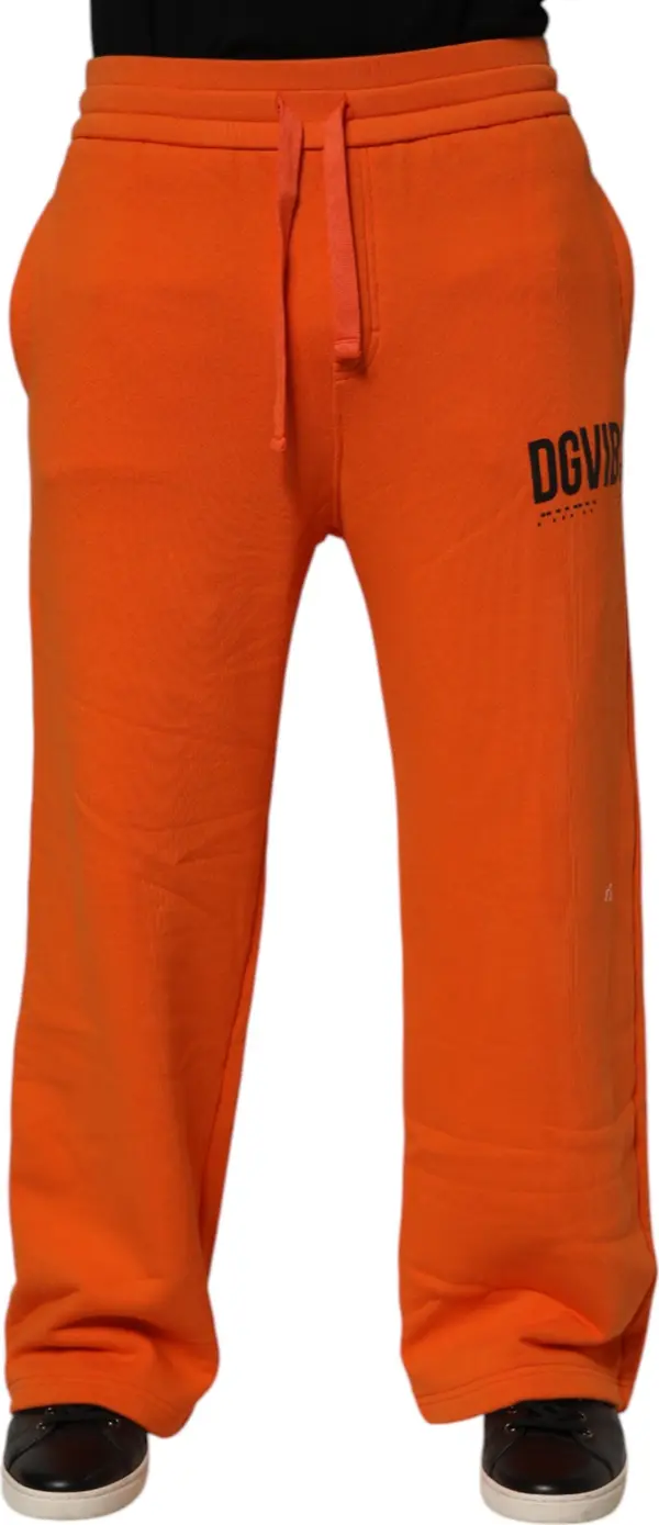 Orange Cotton DG VIB3 Logo Drawstring Sweatpants Pants