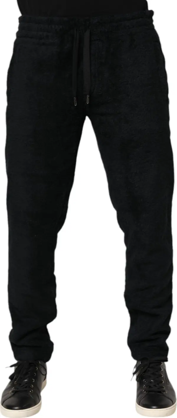 Black Cotton Logo Men Jogger Sweatpants Pants