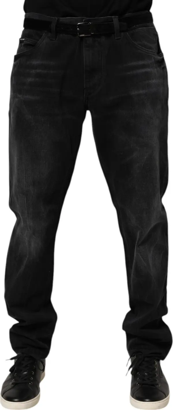 Black Washed Cotton Skinny Men Denim Jeans