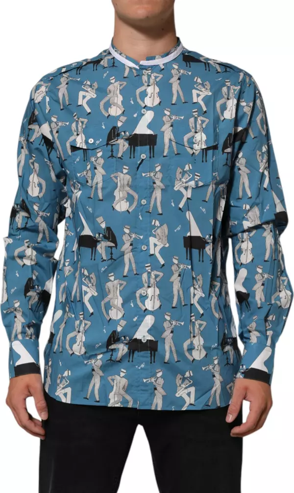 Blue Jazz Printed Cotton Button Front Shirt