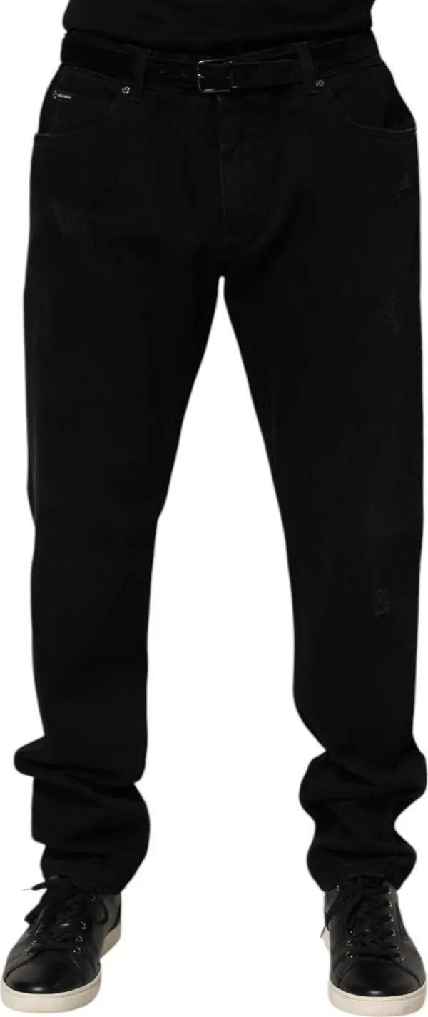 Black Cotton Regular Denim Men Trouser Jeans