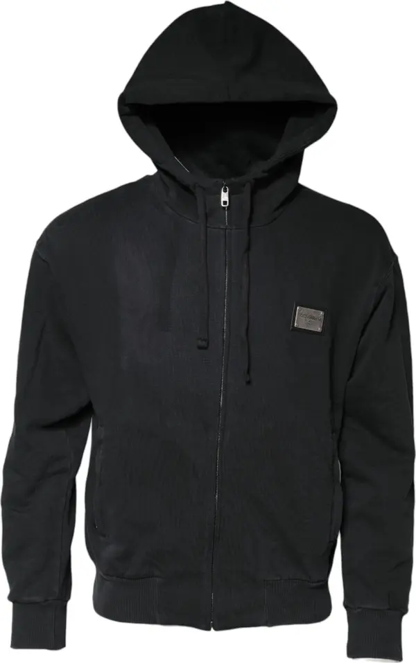 Black Logo FullZip Hooded Sweatshirt Sweater