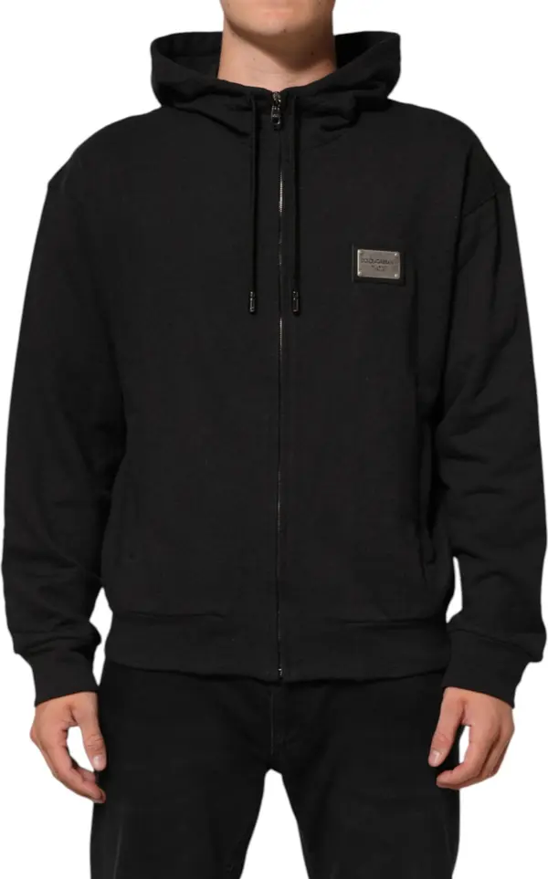 Black Logo FullZip Hooded Sweatshirt Sweater